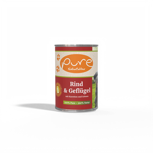 PURE-Naturfutter-Supreme-Nature-Dose-Hund_Rind&Geflügel_400g_V2